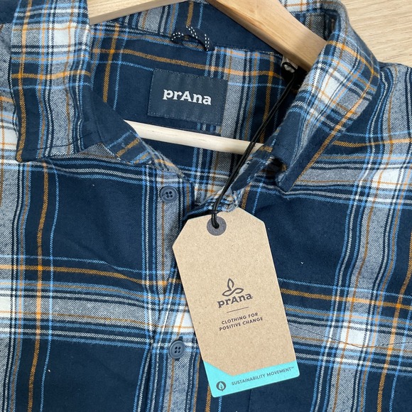 Prana Los Feliz Flannel Shirt Organic Cotton Plaid Button‎ Up Men's Medium - Picture 1 of 12